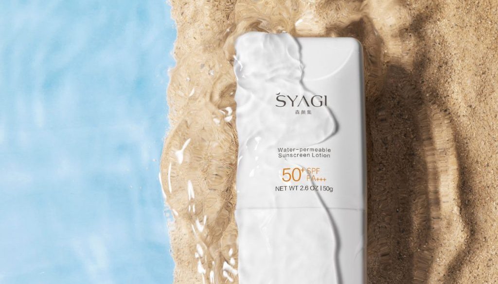 Sunblock on the beach under some water