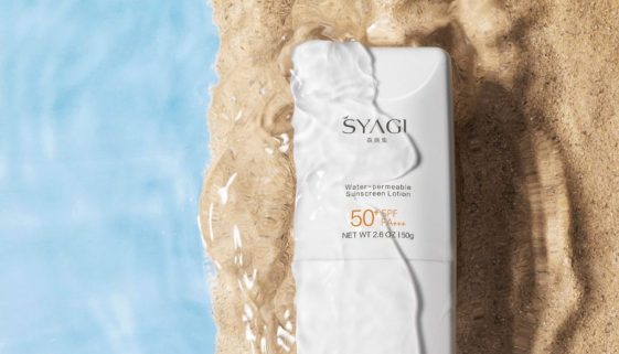 Sunblock on the beach under some water